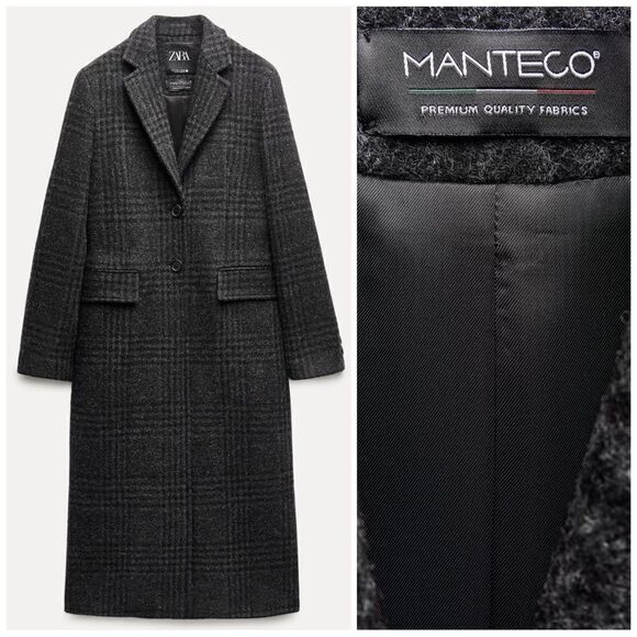 ZARA PLAID MANTECO WOOL COAT ZW COLLECTION - Picture 3 of 13
